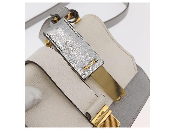 Miu Miu Shoulder Bag Leather Gray Gold Auth bs34805A Brown Golden - view 10