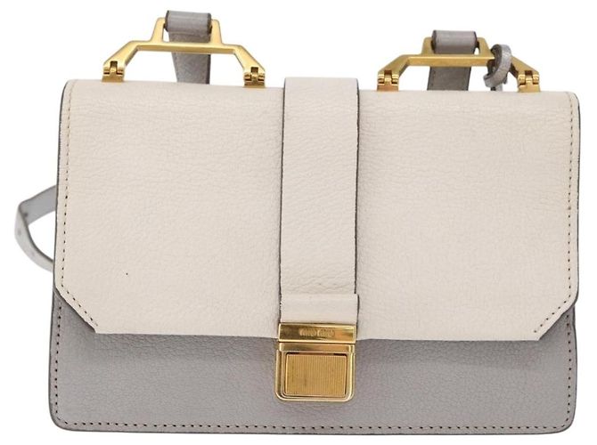 Miu Miu Shoulder Bag Leather Gray Gold Auth bs34805A Brown Golden - view 13
