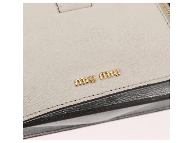 Miu Miu Shoulder Bag Leather Gray Gold Auth bs34805A Brown Golden - view 17