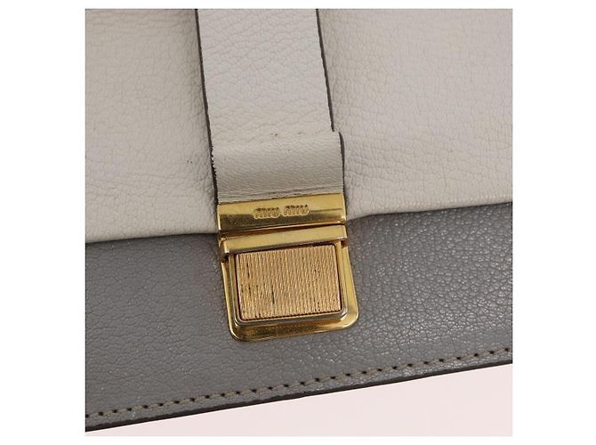 Miu Miu Shoulder Bag Leather Gray Gold Auth bs34805A Brown Golden - view 18