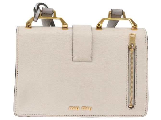 Miu Miu Shoulder Bag Leather Gray Gold Auth bs34805A Brown Golden - view 2
