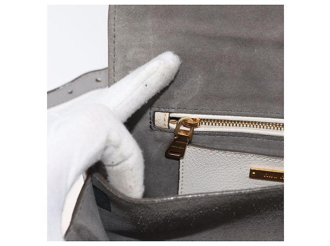 Miu Miu Shoulder Bag Leather Gray Gold Auth bs34805A Brown Golden - view 26