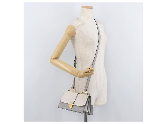 Miu Miu Shoulder Bag Leather Gray Gold Auth bs34805A Brown Golden - view 28