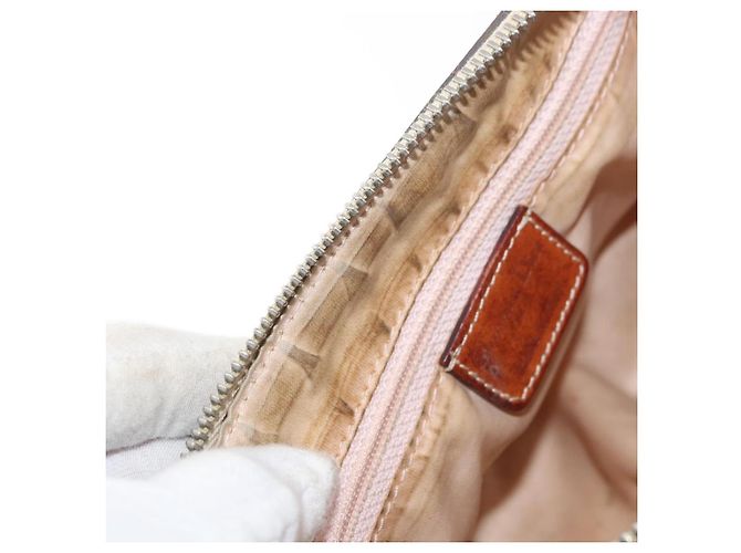 Borsa a Spalla Christian Dior Trotter Canvas Romantic PVC Beige Argento Auth 177266 - vista 10