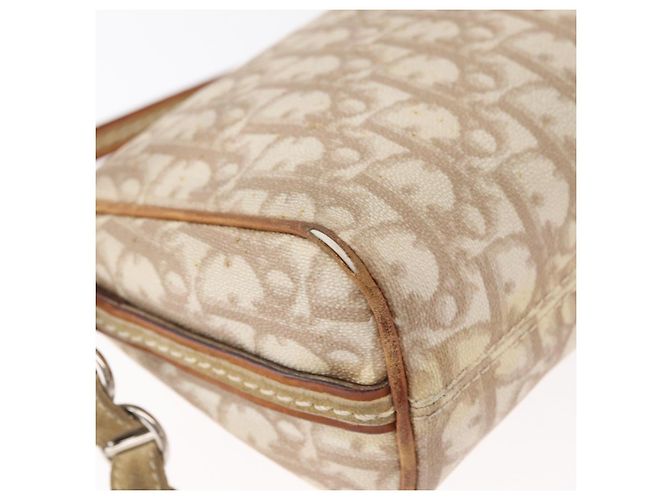 Borsa a Spalla Christian Dior Trotter Canvas Romantic PVC Beige Argento Auth 177266 - vista 16