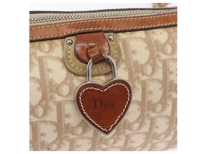 Borsa a Spalla Christian Dior Trotter Canvas Romantic PVC Beige Argento Auth 177266 - vista 17