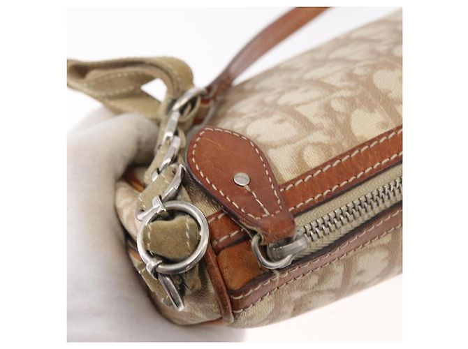 Borsa a Spalla Christian Dior Trotter Canvas Romantic PVC Beige Argento Auth 177266 - vista 18