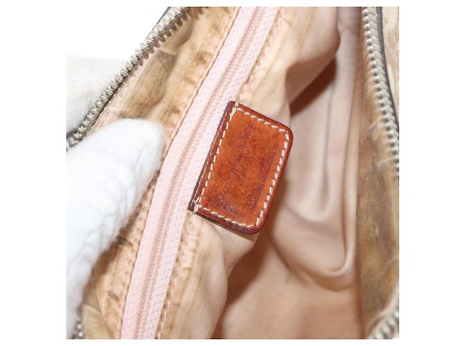 Borsa a Spalla Christian Dior Trotter Canvas Romantic PVC Beige Argento Auth 177266 - vista 19