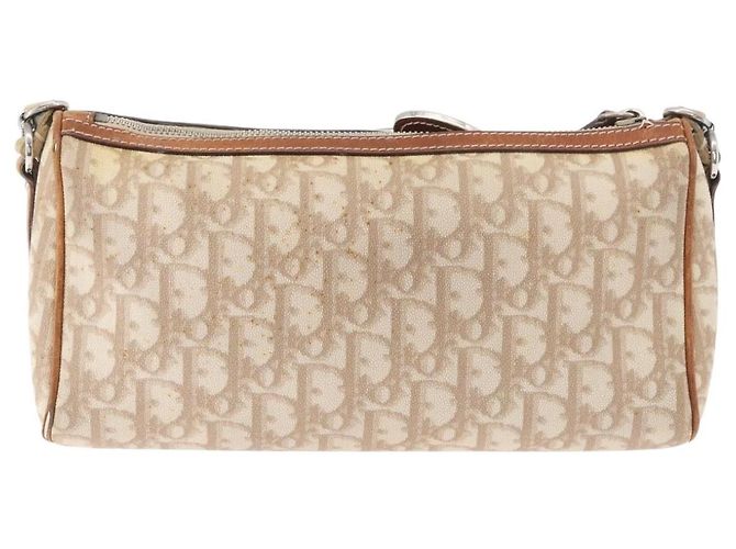 Borsa a Spalla Christian Dior Trotter Canvas Romantic PVC Beige Argento Auth 177266 - vista 2