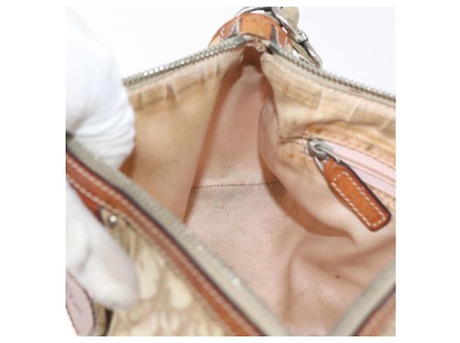 Borsa a Spalla Christian Dior Trotter Canvas Romantic PVC Beige Argento Auth 177266 - vista 21