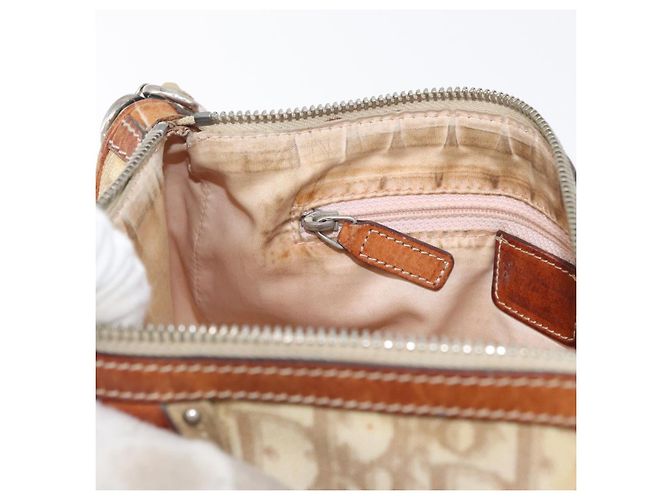 Borsa a Spalla Christian Dior Trotter Canvas Romantic PVC Beige Argento Auth 177266 - vista 22