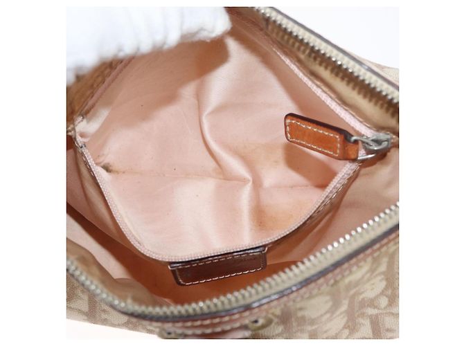 Borsa a Spalla Christian Dior Trotter Canvas Romantic PVC Beige Argento Auth 177266 - vista 23