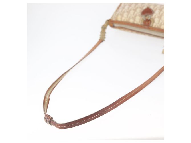 Borsa a Spalla Christian Dior Trotter Canvas Romantic PVC Beige Argento Auth 177266 - vista 7