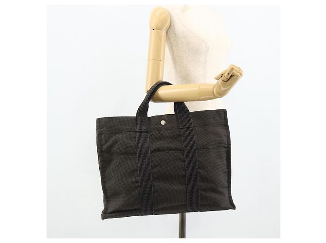 Hermès Borsa HERMES Her LineMM in nylon grigio argento autentica 171228A Marrone - vista 20