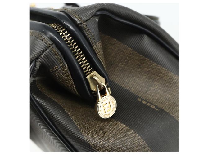 Pequin FENDI Borsa Boston Mini in Tela Pecan PVC Nero Marrone Auth bs34863 - vista 11