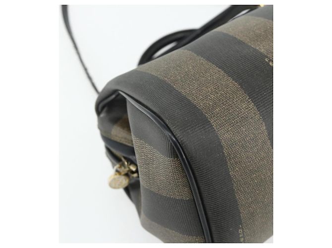 Pequin FENDI Borsa Boston Mini in Tela Pecan PVC Nero Marrone Auth bs34863 - vista 16