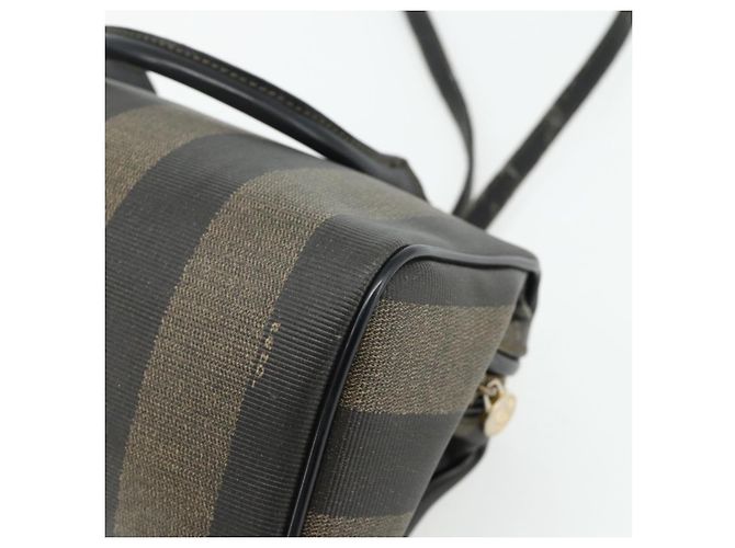 Pequin FENDI Borsa Boston Mini in Tela Pecan PVC Nero Marrone Auth bs34863 - vista 17