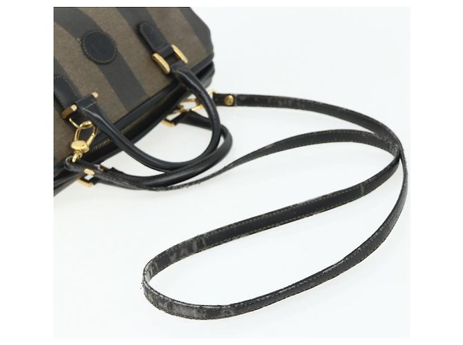 Pequin FENDI Borsa Boston Mini in Tela Pecan PVC Nero Marrone Auth bs34863 - vista 8