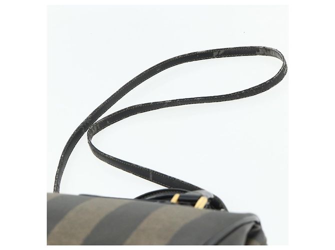 Pequin FENDI Borsa Boston Mini in Tela Pecan PVC Nero Marrone Auth bs34863 - vista 9