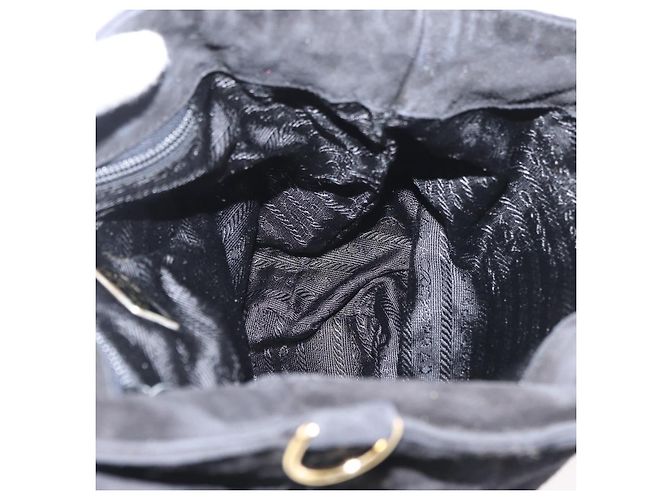 PRADA Chain Schultertasche Wildleder Schwarz Gold Auth bs34965 Golden - Ansicht 19