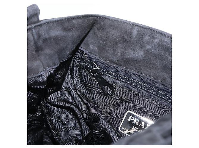 PRADA Chain Schultertasche Wildleder Schwarz Gold Auth bs34965 Golden - Ansicht 21
