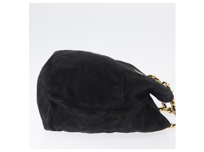PRADA Chain Schultertasche Wildleder Schwarz Gold Auth bs34965 Golden - Ansicht 3