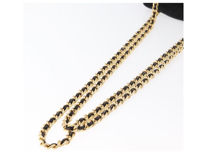 PRADA Chain Schultertasche Wildleder Schwarz Gold Auth bs34965 Golden - Ansicht 7