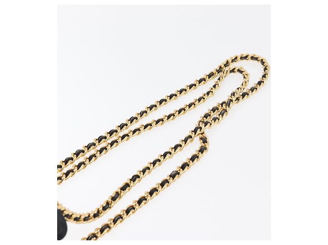PRADA Chain Schultertasche Wildleder Schwarz Gold Auth bs34965 Golden - Ansicht 8