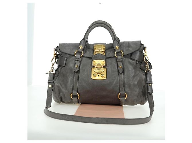 Borsa Miu Miu in pelle 2way Grigio Oro Auth 177717SAM Marrone D'oro - vista 12
