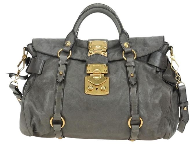 Borsa Miu Miu in pelle 2way Grigio Oro Auth 177717SAM Marrone D'oro - vista 13