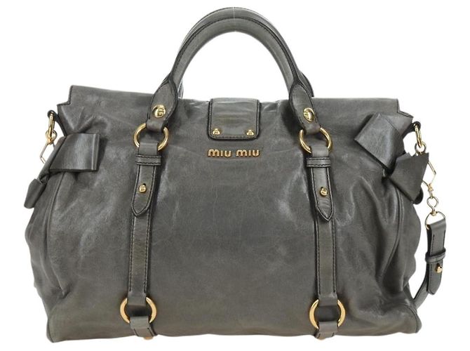 Borsa Miu Miu in pelle 2way Grigio Oro Auth 177717SAM Marrone D'oro - vista 2