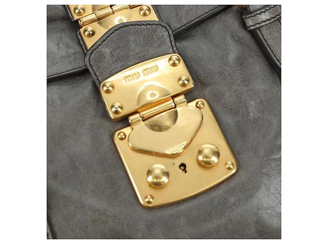 Borsa Miu Miu in pelle 2way Grigio Oro Auth 177717SAM Marrone D'oro - vista 20