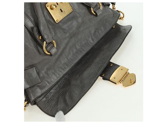 Borsa Miu Miu in pelle 2way Grigio Oro Auth 177717SAM Marrone D'oro - vista 21