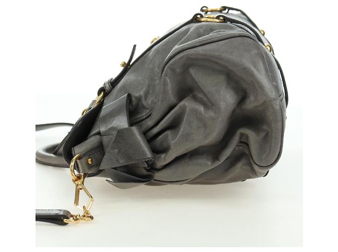 Borsa Miu Miu in pelle 2way Grigio Oro Auth 177717SAM Marrone D'oro - vista 3