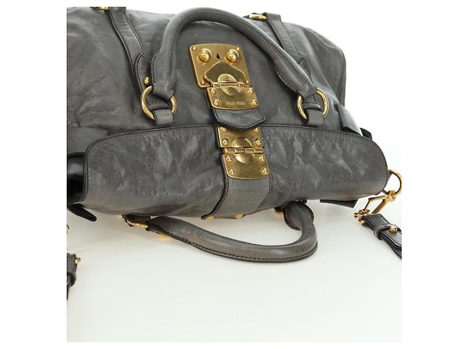 Borsa Miu Miu in pelle 2way Grigio Oro Auth 177717SAM Marrone D'oro - vista 6