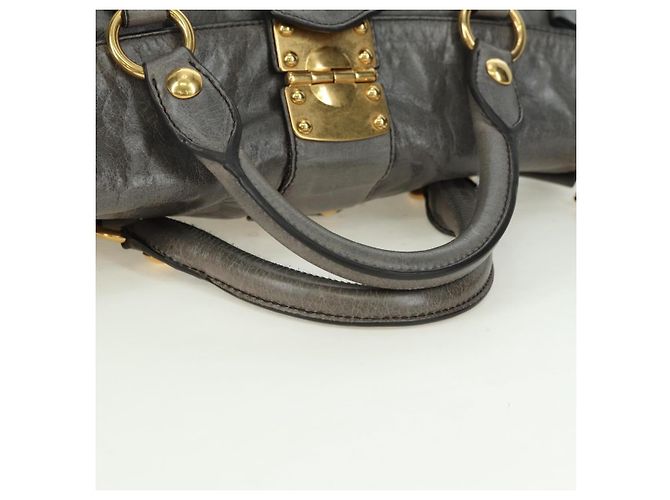 Borsa Miu Miu in pelle 2way Grigio Oro Auth 177717SAM Marrone D'oro - vista 7