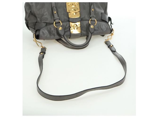Borsa Miu Miu in pelle 2way Grigio Oro Auth 177717SAM Marrone D'oro - vista 9