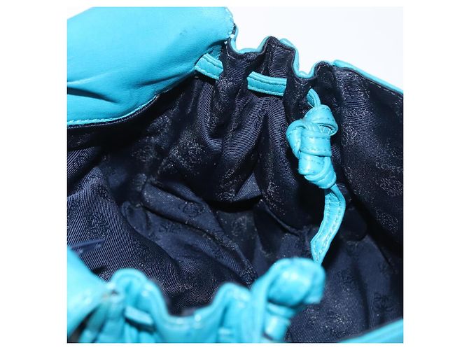 Borsa a Spalla LOEWE Anagram in Pelle Blu Turchese Oro Auth 177303 D'oro - vista 19