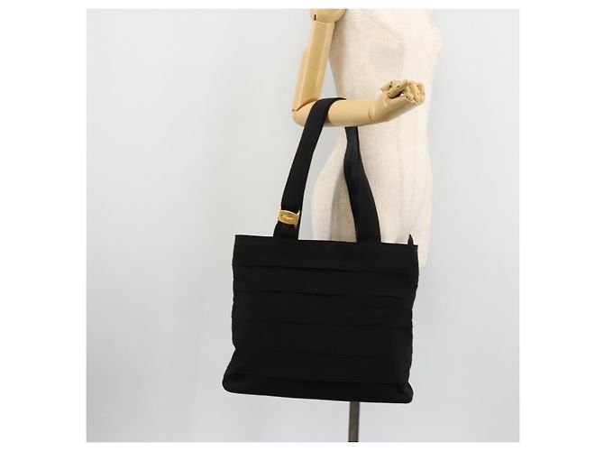Borsa Tote Vala Salvatore Ferragamo in tela nero e oro Auth bs34543 D'oro - vista 22