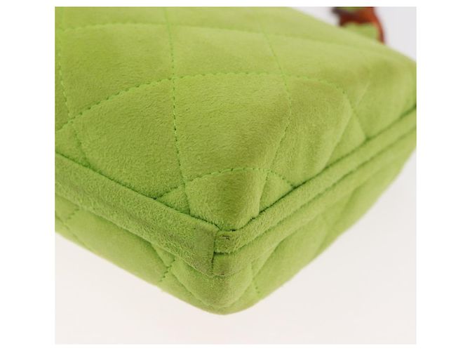 CHANEL Matelasse Chain Hand Bag Suede Light green CC Auth 176874SAV Verde chiaro - vista 16