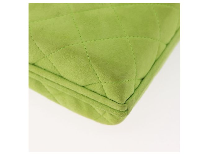CHANEL Matelasse Chain Hand Bag Suede Light green CC Auth 176874SAV Verde chiaro - vista 17