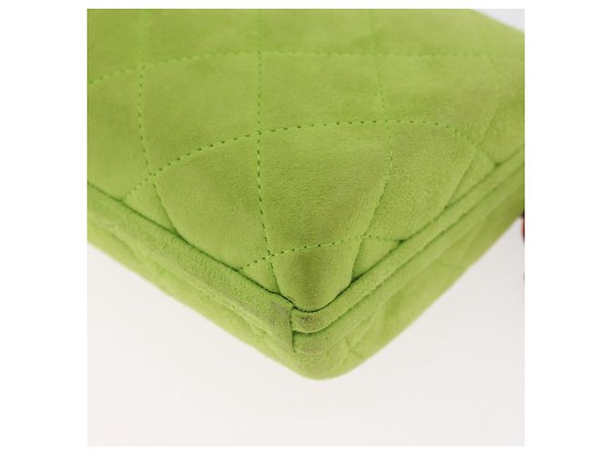 CHANEL Matelasse Chain Hand Bag Suede Light green CC Auth 176874SAV Verde chiaro - vista 18