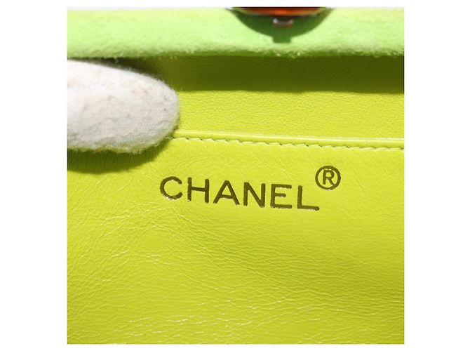 CHANEL Matelasse Chain Hand Bag Suede Light green CC Auth 176874SAV Verde chiaro - vista 20