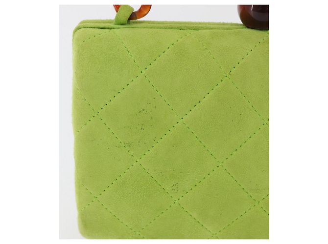 CHANEL Matelasse Chain Hand Bag Suede Light green CC Auth 176874SAV Verde chiaro - vista 3