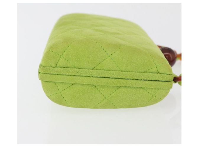 CHANEL Matelasse Chain Hand Bag Suede Light green CC Auth 176874SAV Verde chiaro - vista 4