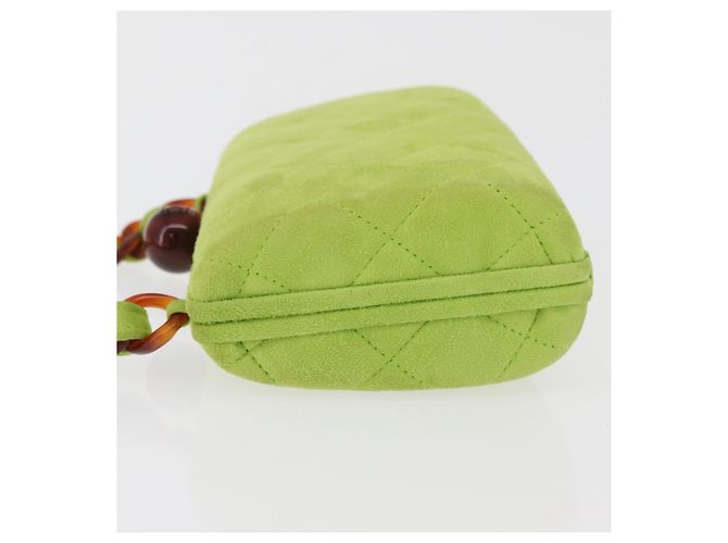 CHANEL Matelasse Chain Hand Bag Suede Light green CC Auth 176874SAV Verde chiaro - vista 5