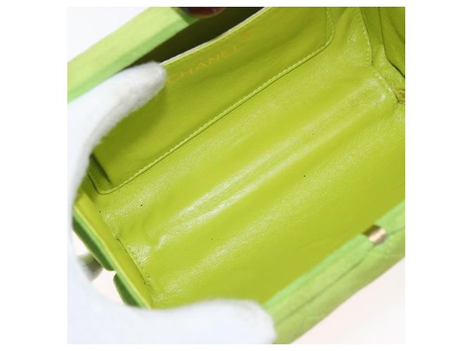 CHANEL Matelasse Chain Hand Bag Suede Light green CC Auth 176874SAV Verde chiaro - vista 9