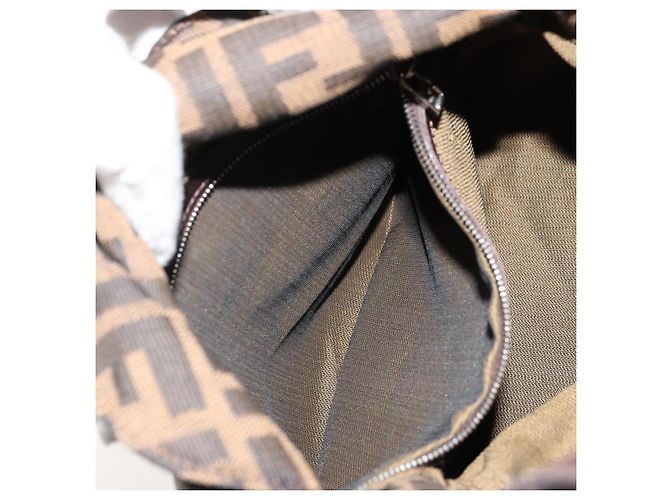FENDI Borsa Mamma Baguette in tela Zucca Nero Marrone 222826426 Auth fm5313A - vista 11