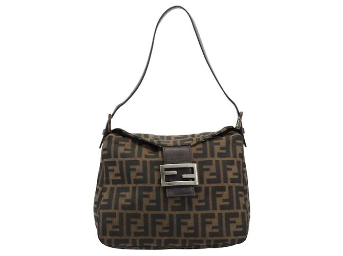 FENDI Borsa Mamma Baguette in tela Zucca Nero Marrone 222826426 Auth fm5313A - vista 13