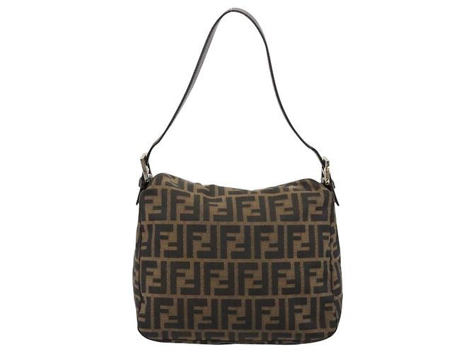 FENDI Borsa Mamma Baguette in tela Zucca Nero Marrone 222826426 Auth fm5313A - vista 2